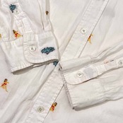 CavariA キャバリア 車 刺繍デザイン 長袖シャツ 44/ホワイト メンズ 日本製