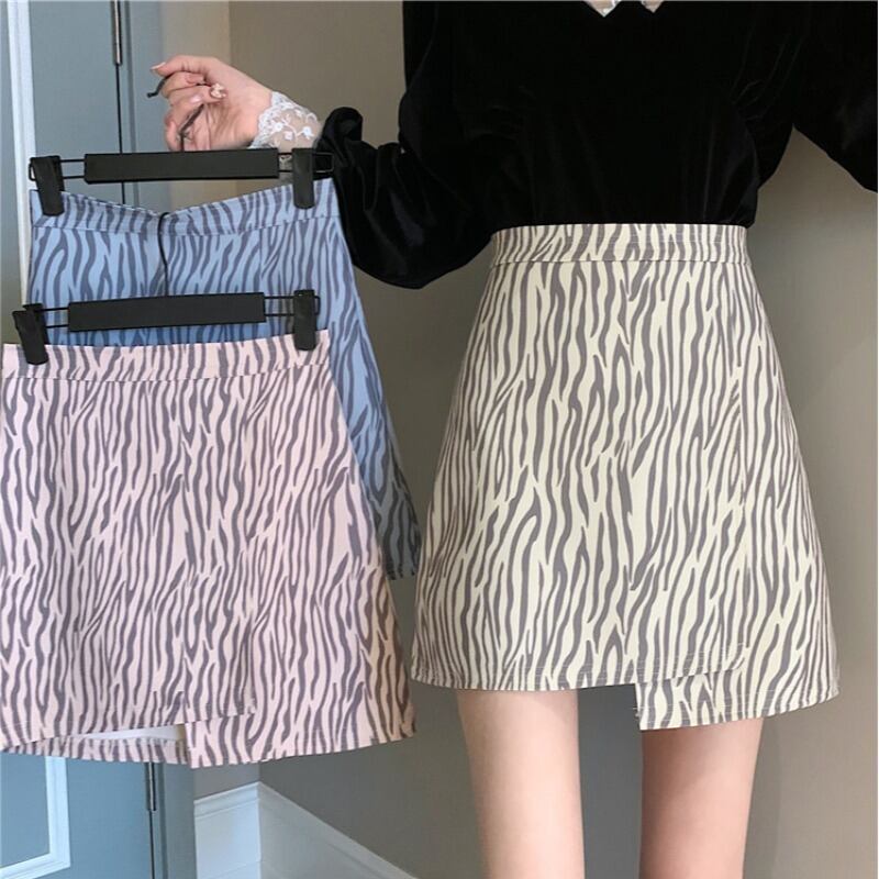 Aラインスカート スプリングオータムハイウェストパターンショート 春物 秋物 1号婦人82675831522