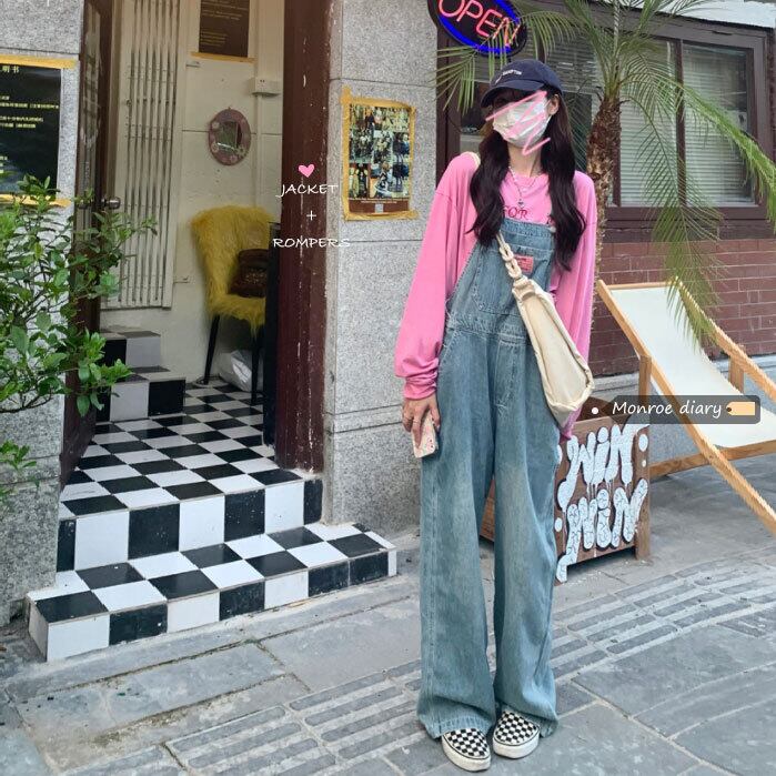 オーバーオール スプリングオータム薄手ハイウェストジャンプスーツ オールインワン ルーズパンツ 春物 秋物 モンロー67309654017