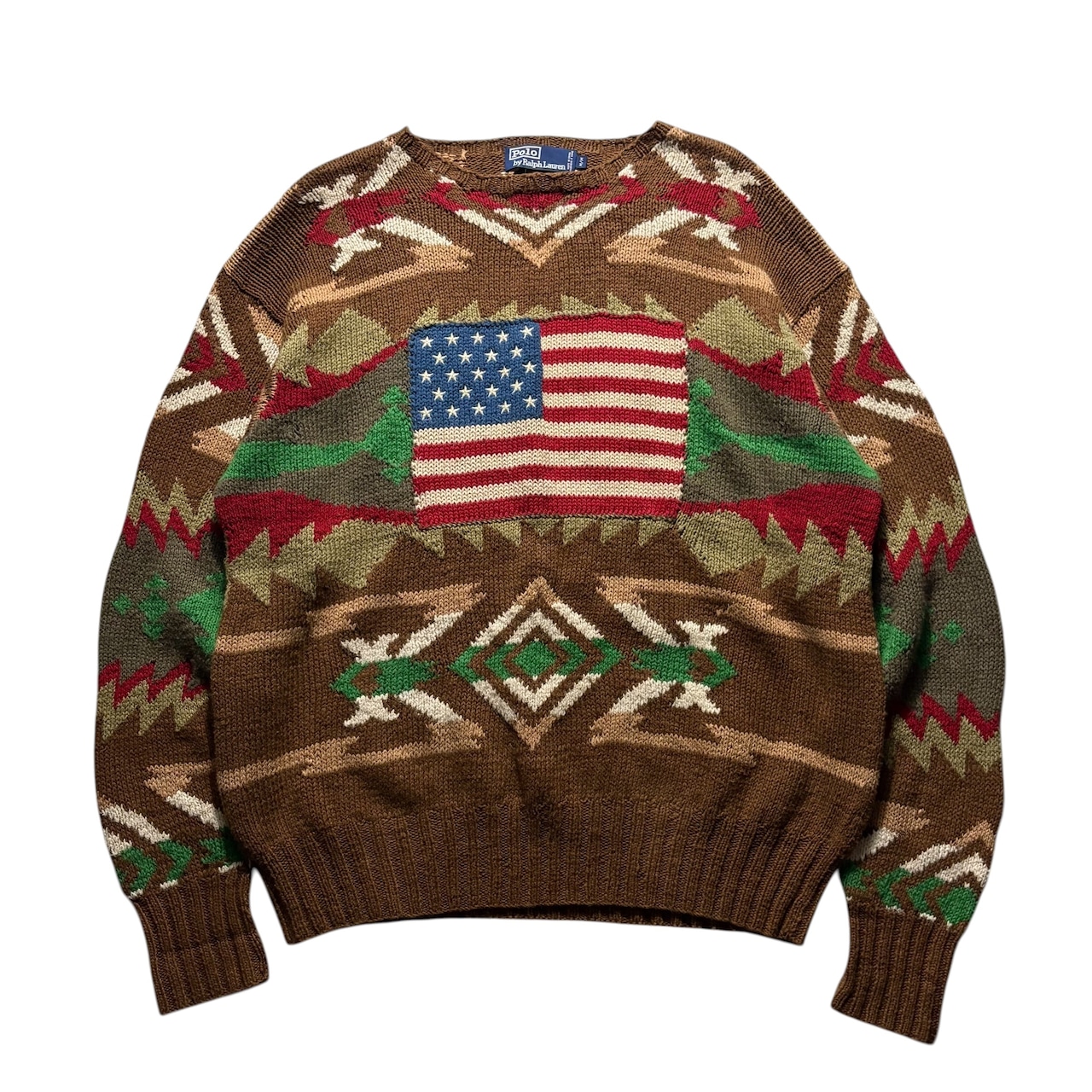 vintage 1990’s POLO by RALPH LAUREN native pattern hand knit “Stars&Stripes”