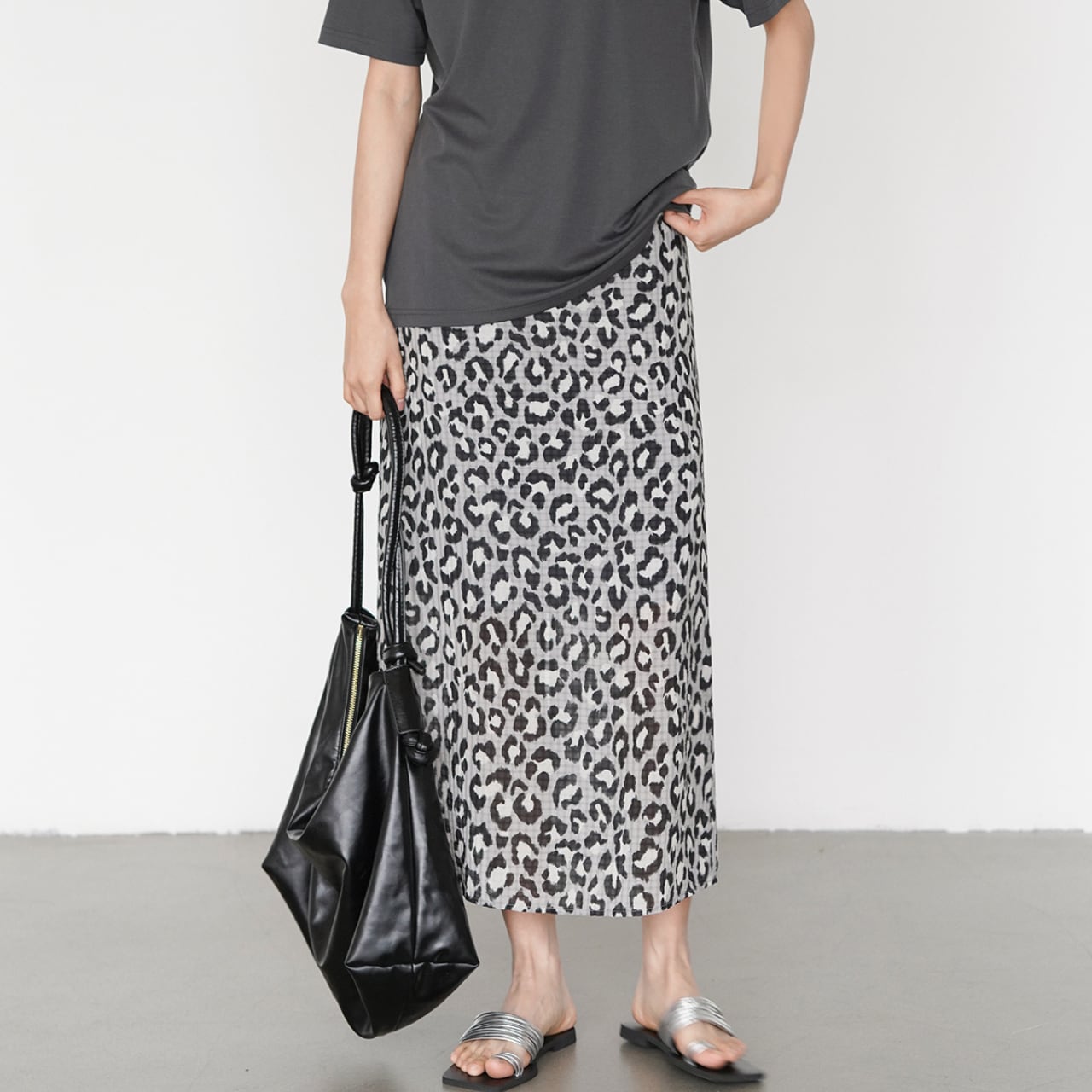 Leopard print A-line skirt S1340