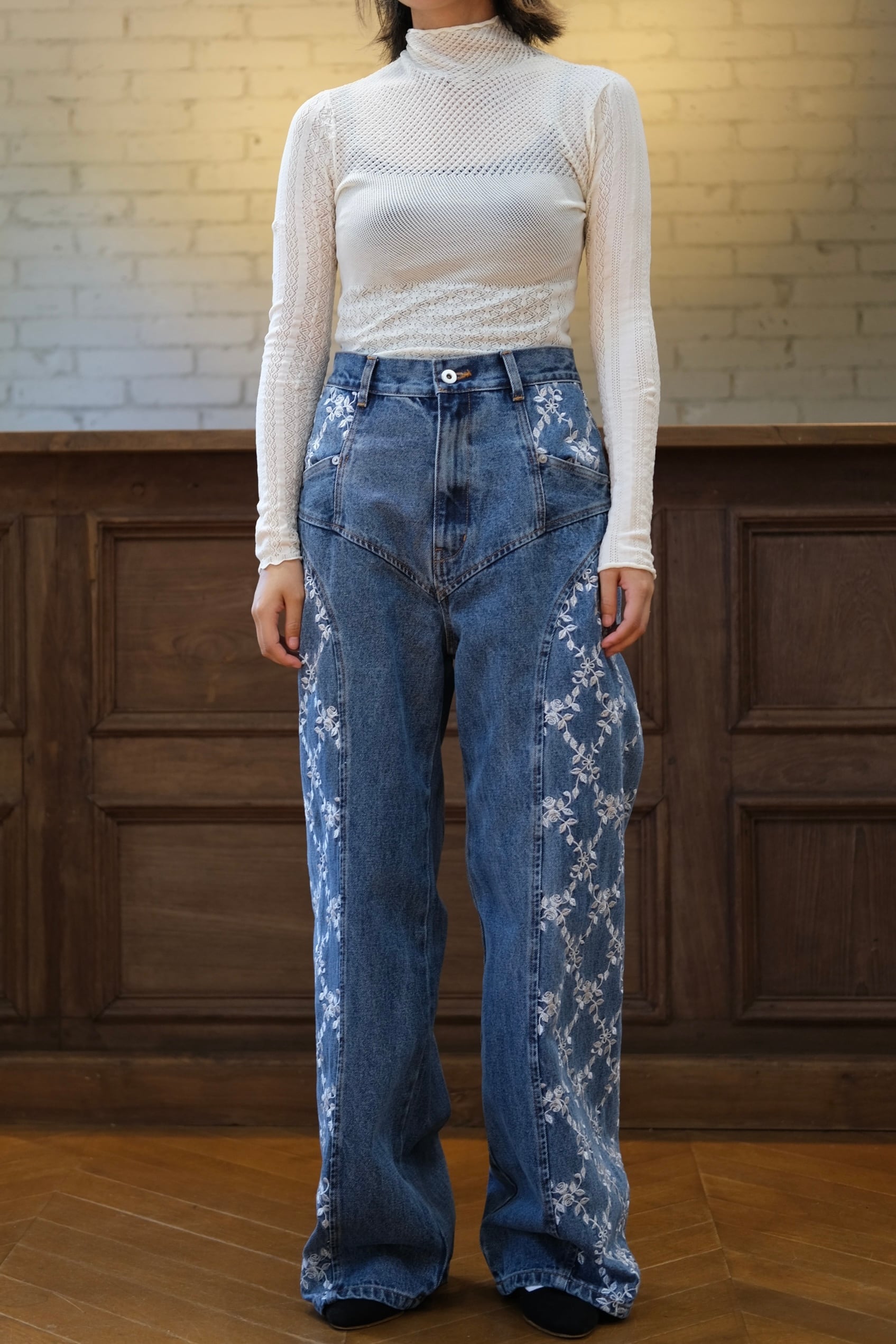 FETICO】LACE KNIT HIGH NECK BODYSUIT - off white - | loop