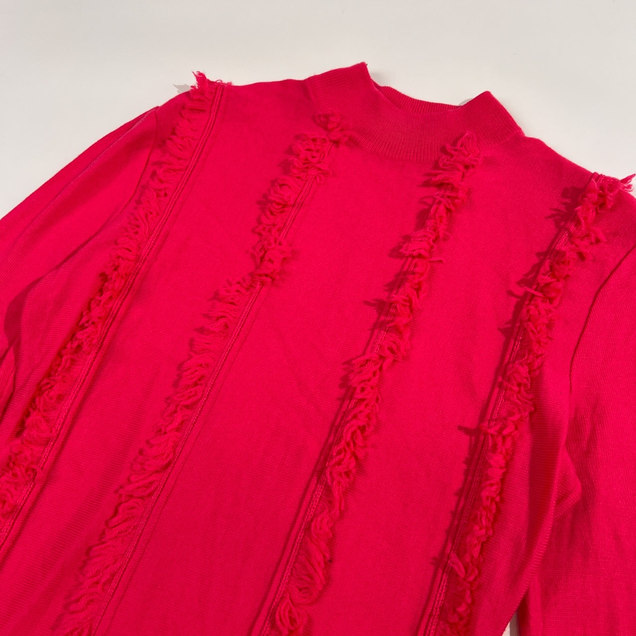 90s istante イスタンテ フリンジ系 デザイン ウールニットセーター サイズ 42 /ヴェルサーチ/イタリア製/ピンク/ビンテージ