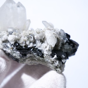 ヤオガンシャン産 ブラックトルマリン クォーツ 共生 / 原石 標本【H_1】