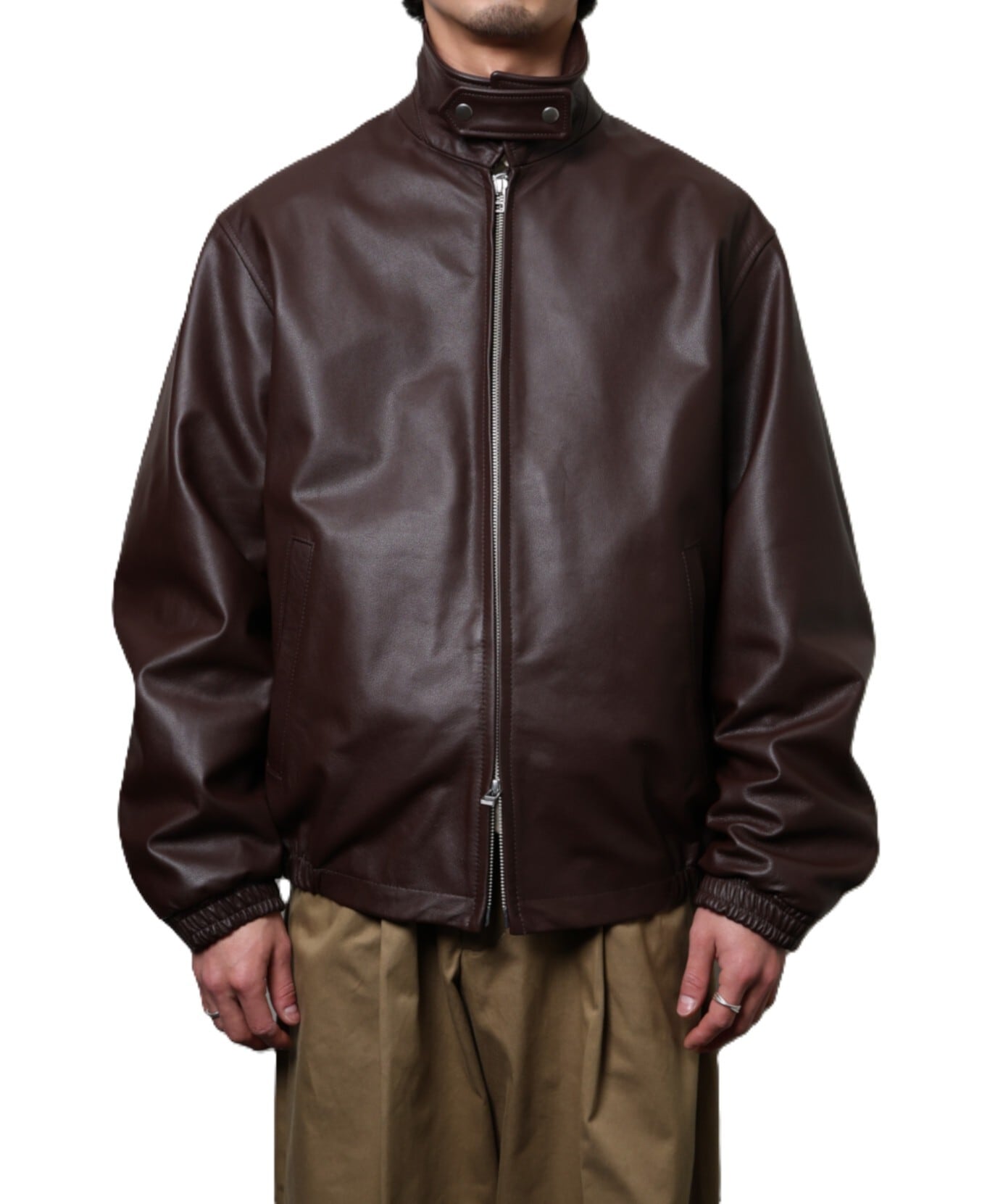 UNIVERSAL PRODUCTS. / 261-60405 LEATHER BLOUSON (BROWN