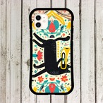 iPhoneケース 黒猫 トロンボーン 音楽｜金管楽器 北欧レトロ CAT076