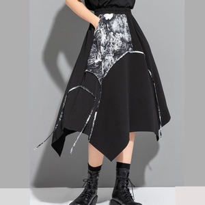 グラフィックフロー フレアスカート　R0292