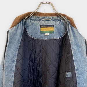 【EAGLES RIDGE】デニムジャケット Gジャン フルジップ ジップアップ アウター キルティング コーデュロイ 切替 M ビッグシルエット US古着