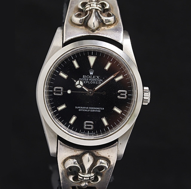 CHROME HEARTS クロムハーツ エクスプローラー ブレス 114270 M番 AT 自動巻 黒文字盤 メンズ腕時計
