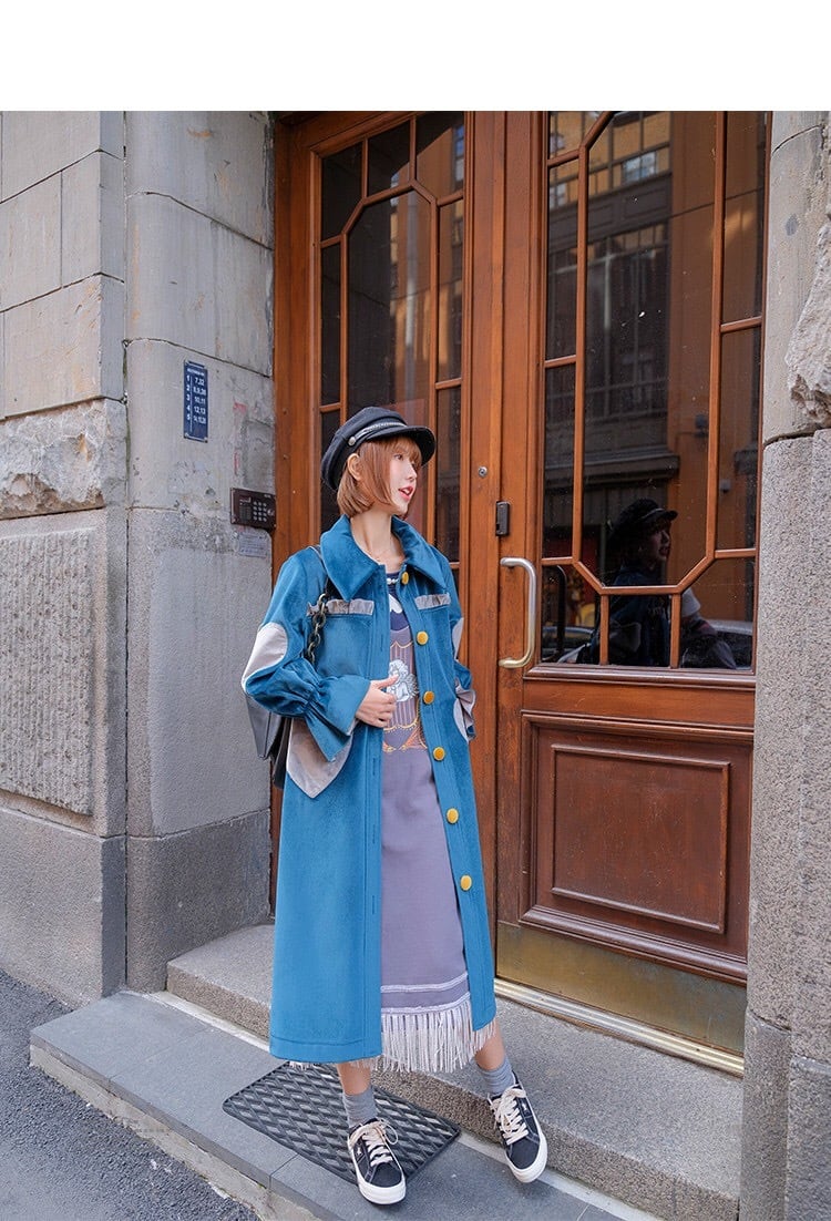 2カラー】ベルベット ロング コート ハート ワインレッド 赤 ポケット