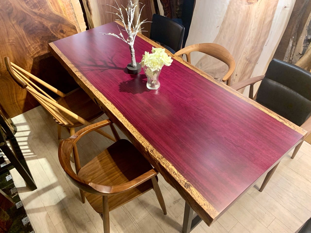 天然木材 一枚板 ローテーブル パープルハート - 座卓/ちゃぶ台