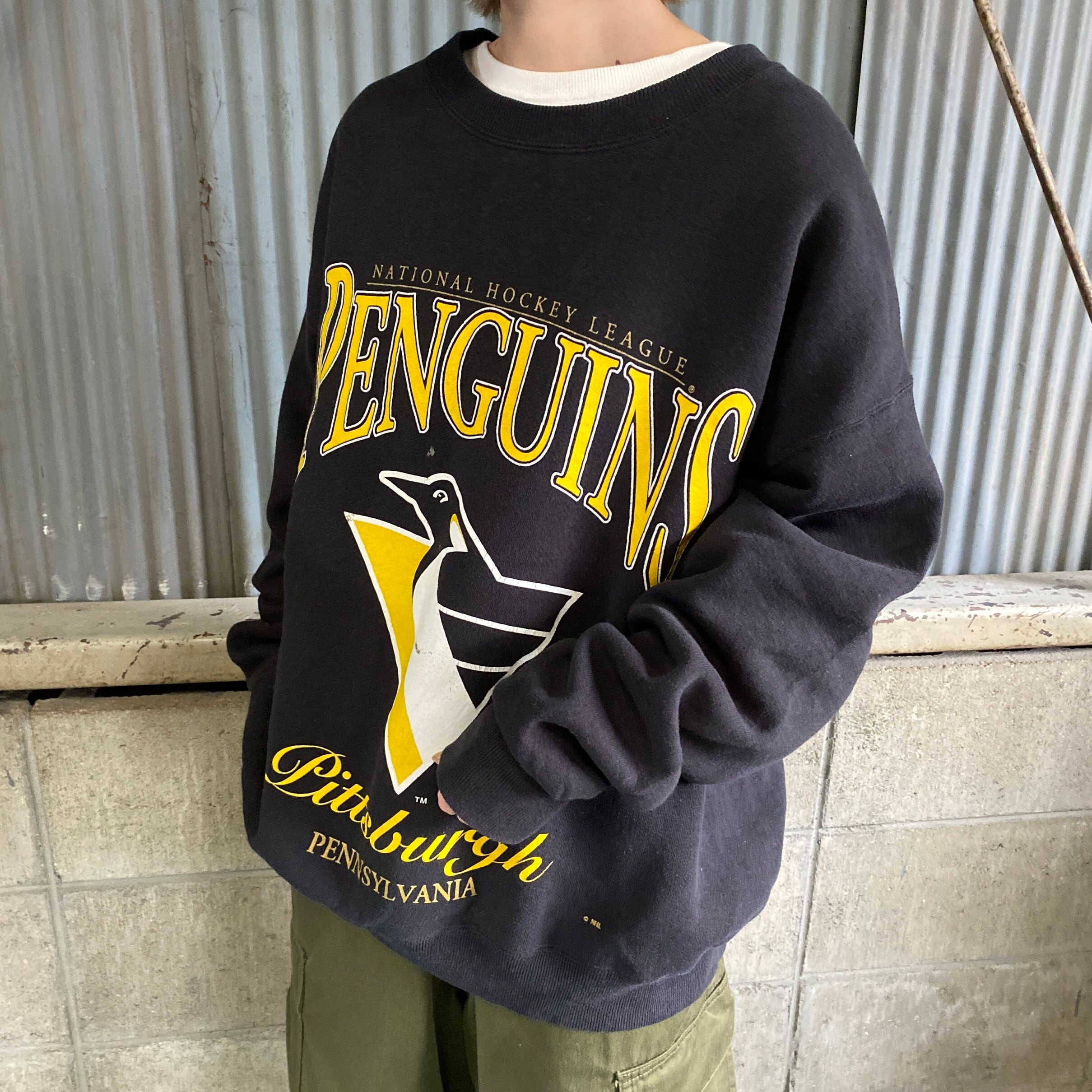 USA製 90年代 NHL ピッツバーグ・ペンギンズ チームロゴ プリント 