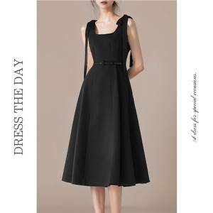 スクエアネックノースリーブフレアドレス D0213