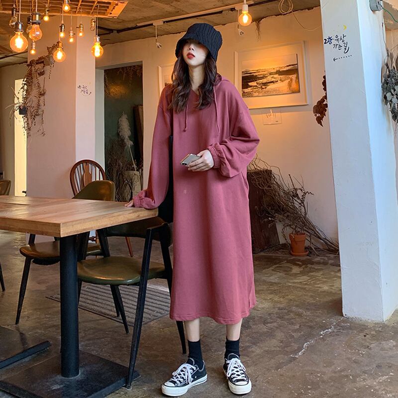 ドレス スプリングスタイルフードセーター ロングスカート 春物 スーパーモール22244704261