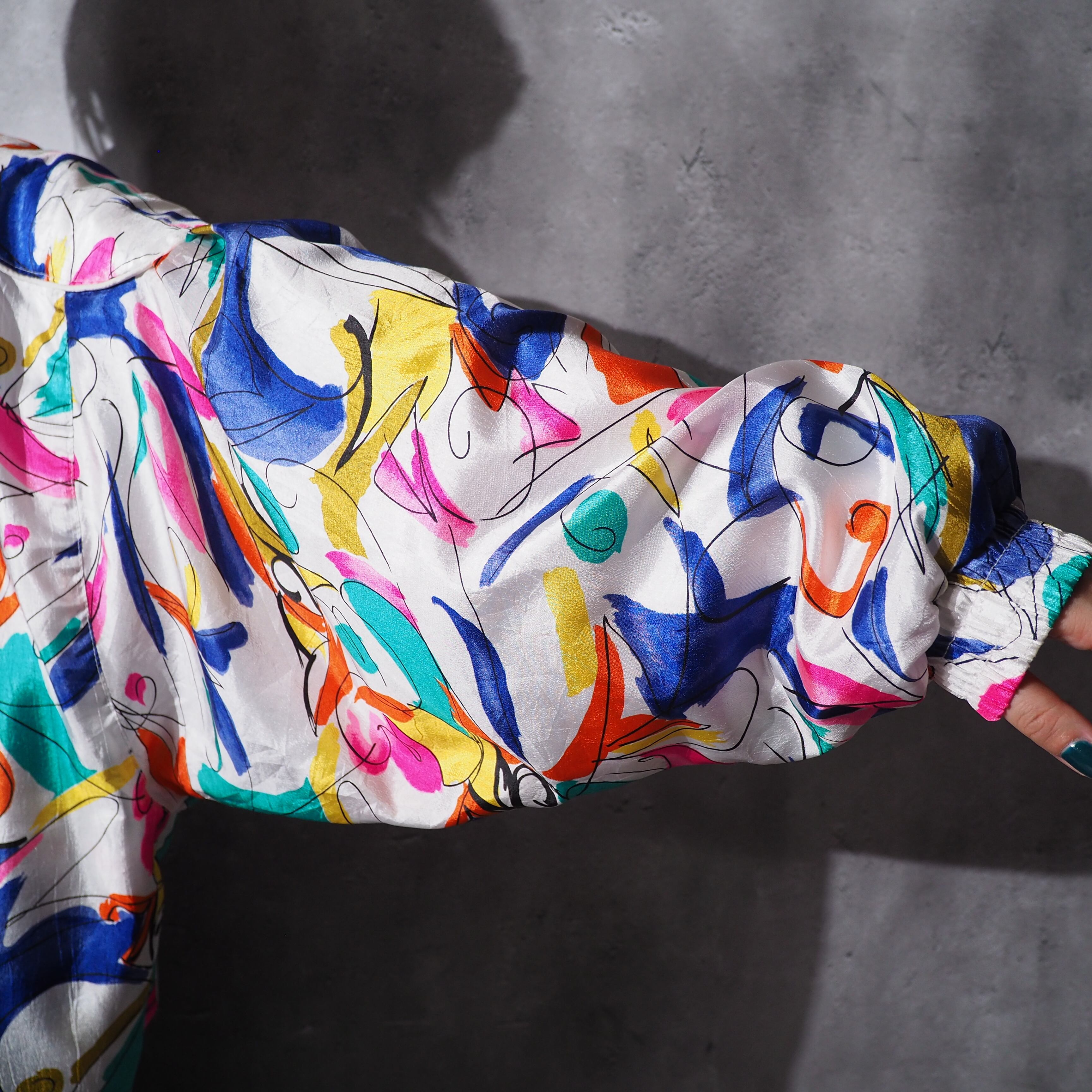 1990s Rainbow contemporary art line pattern design vintage l blouson