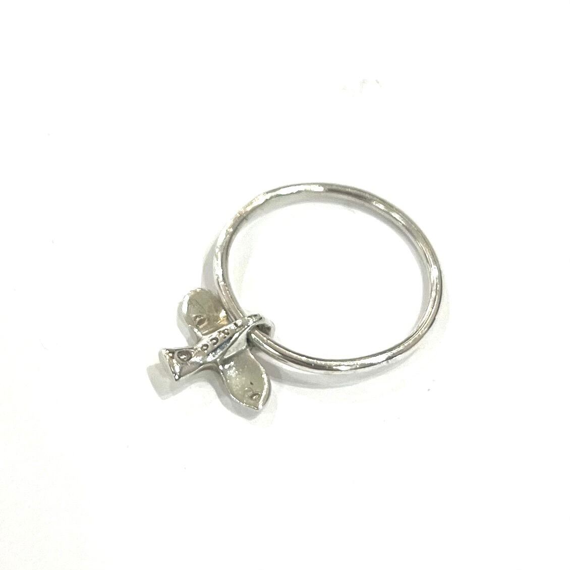 f046 希少　ティファニー　バード　クロス　ピンキー　リング　925 約11号 TIFFANY＆CO】T1995 バードクロス リング／シルバー925／ゆらめく