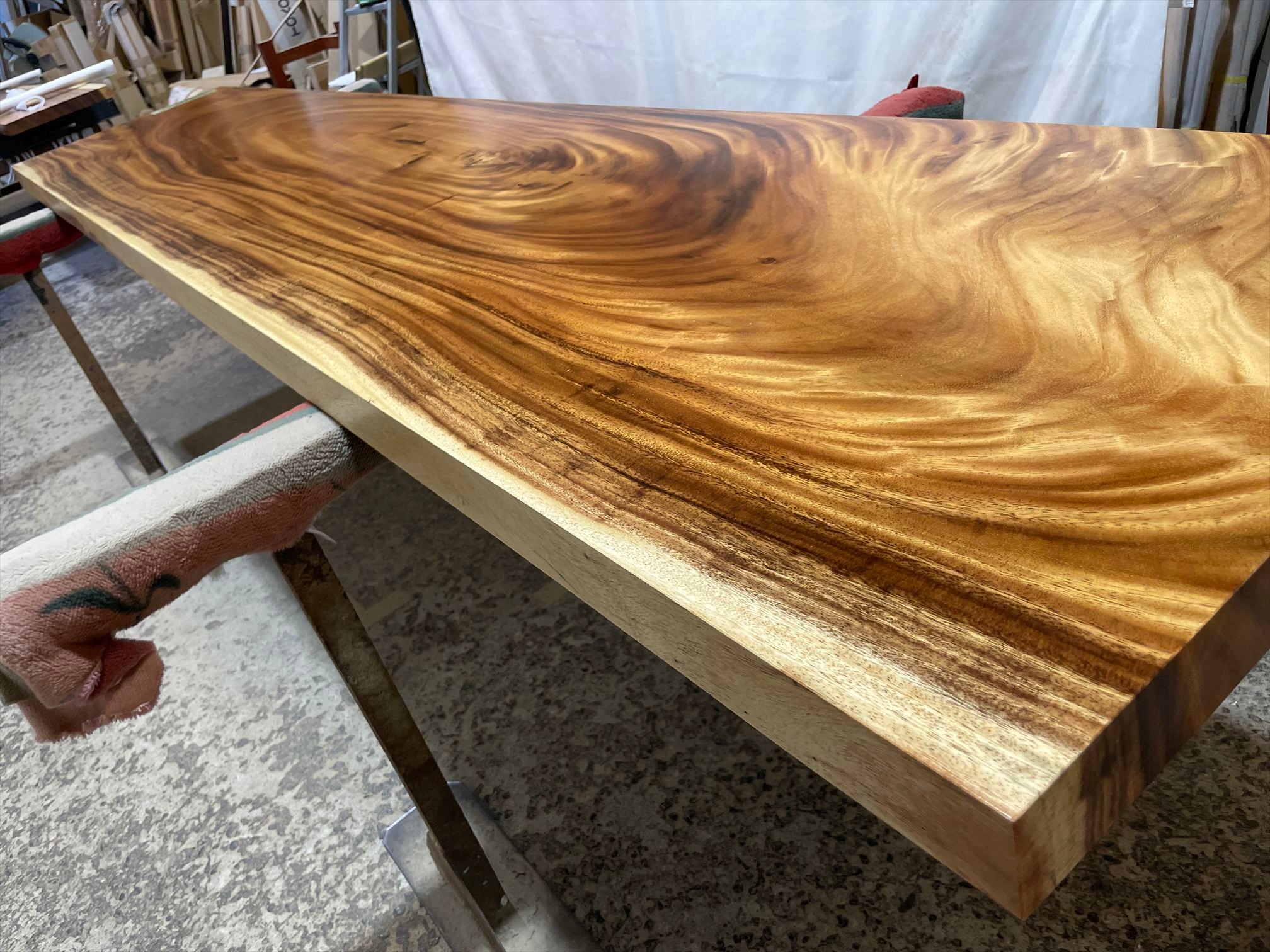 モンキーポッド9121 一枚板無垢 乾燥材 2980x580x60mm 四角 白太残し