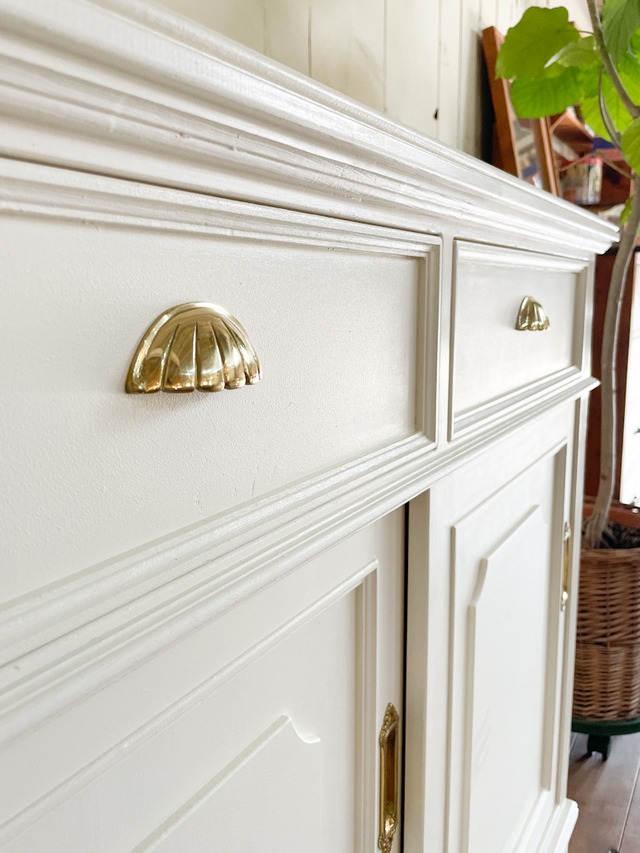 オーク家具サイドボード (アンティーク調スライド扉キャビネット)W1800