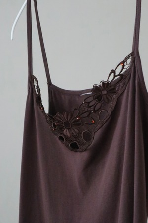 brown lace rhinestone camisole tops