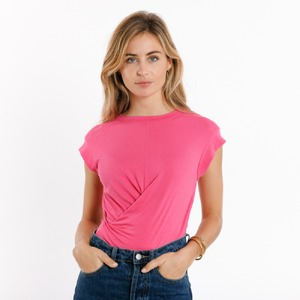 フロントデザイン　カラーTシャツ　ピンク【フランスインポート SWEEWE】　F2404021