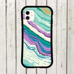 受注生産 iPhoneケース ミントと紫の地層マーブル｜抽象柄 PABS101A