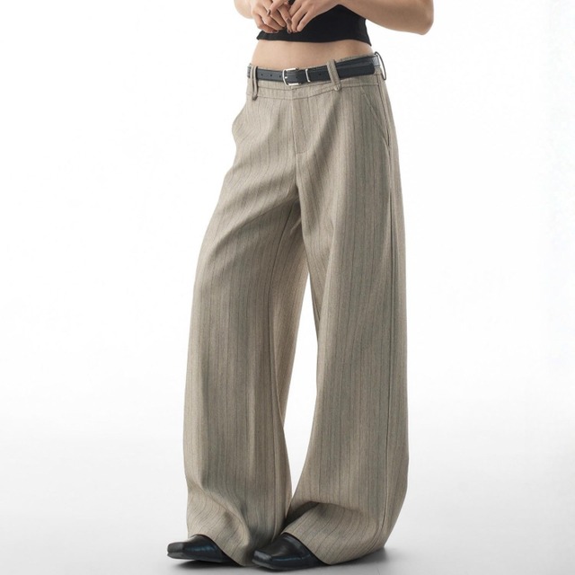 Pinstripe design belt loop pants 2 colors　V2999
