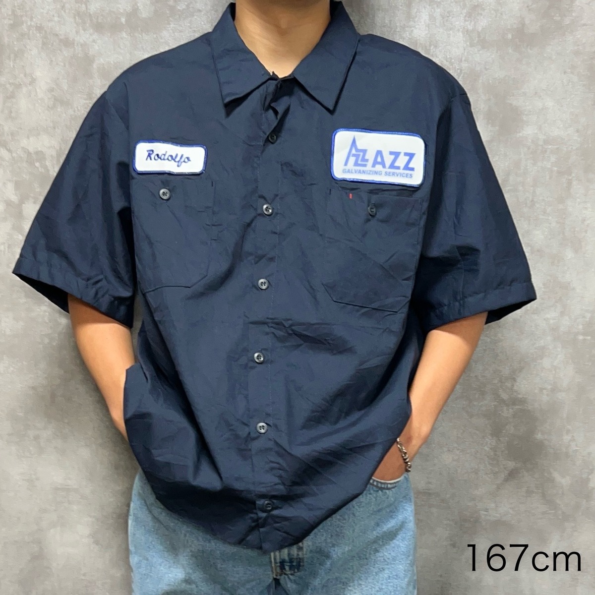 ショート丈リメイク】AUTHENTIC ワークシャツ XL ワッペン | 古着屋 