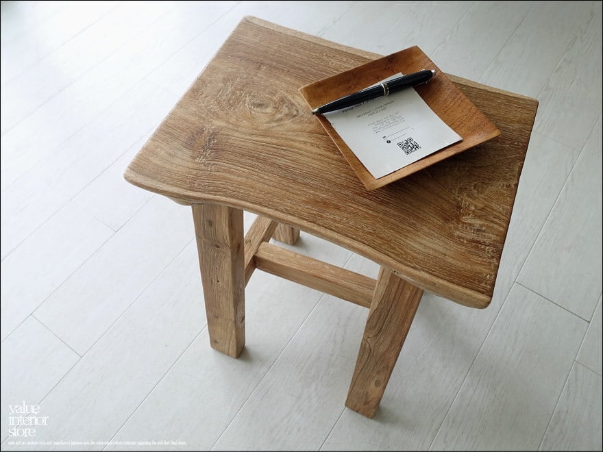 オールドチーク無垢材 スツールSqu/N04 椅子 イス 古材スツール