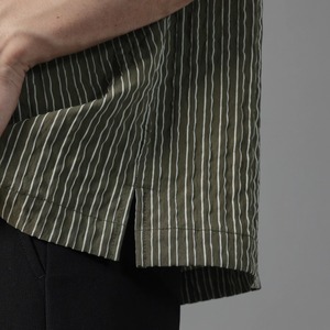 ピンストライプシワ加工半袖シャツ　0633