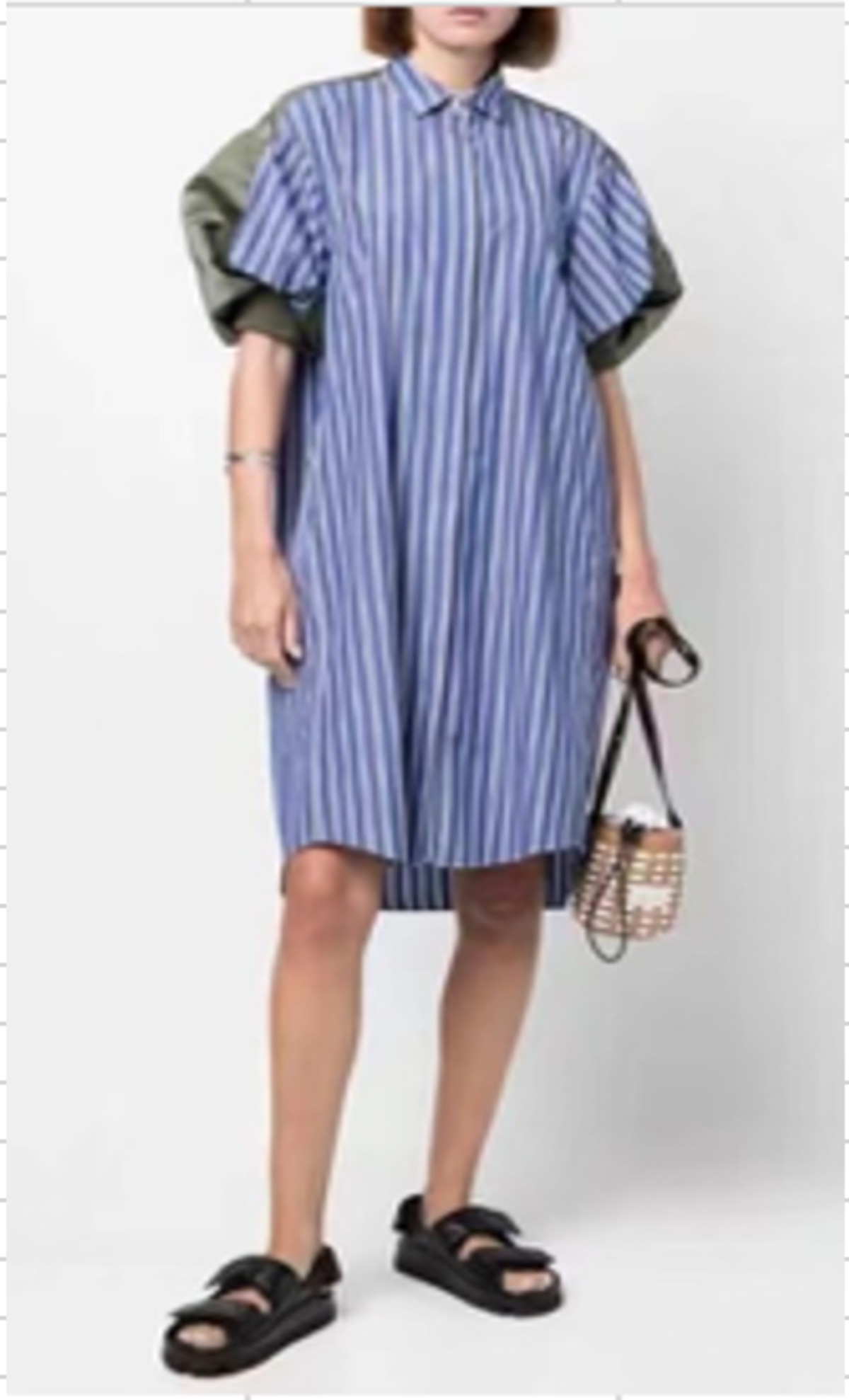 ストライプシャツ MA-1切り替えワンピース | T-drop