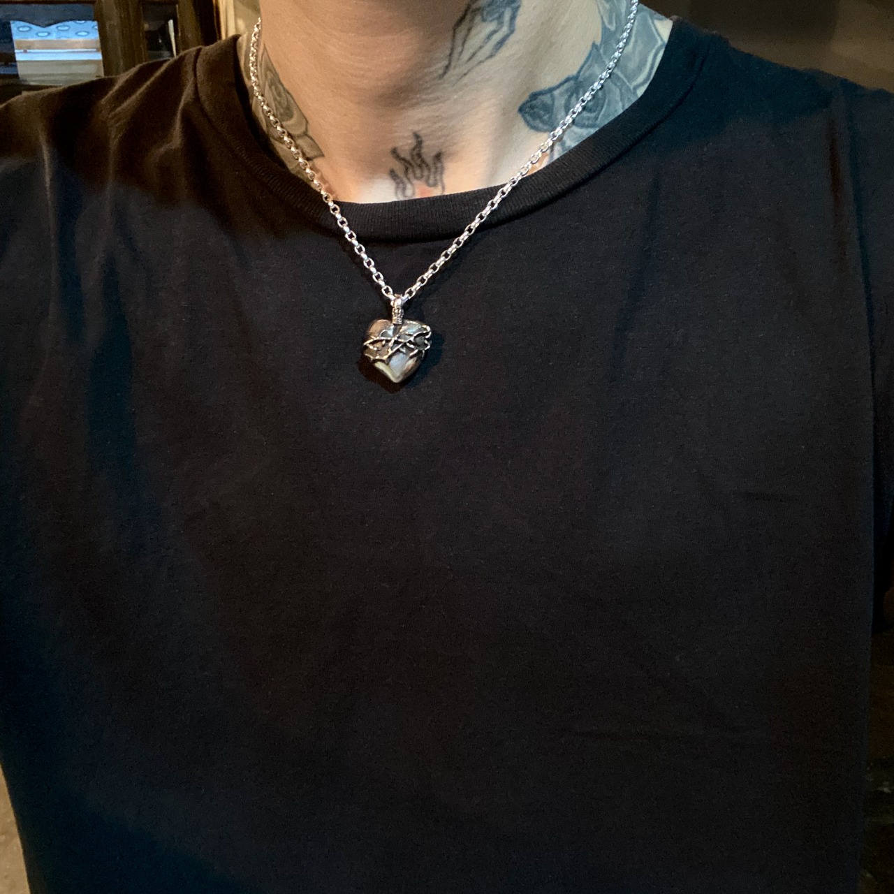 HEART NECKLACE in pink silver / ハートネックレスピンクシルバー