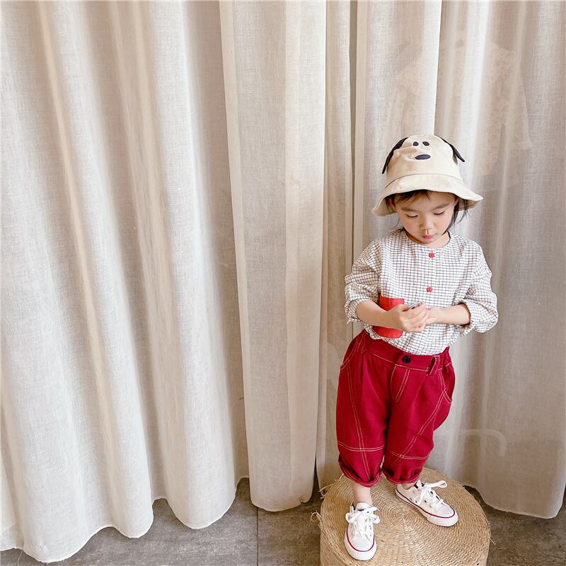 【即納】赤いポッケのグラフチェックシャツ|海外子供服|韓国子供服