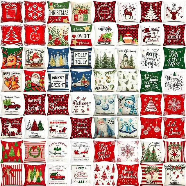 クリスマスリネン枕カバー4点セット