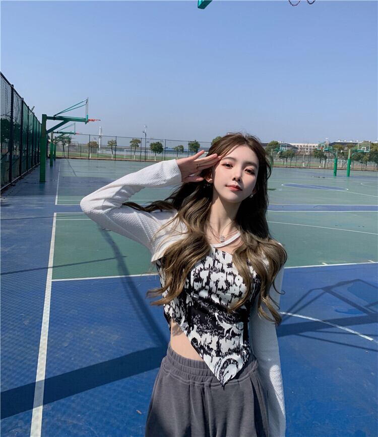 Tシャツ ショートスリムトップス スプリングサマー ロング 春物 夏物 ブラックストロベリース21038442104