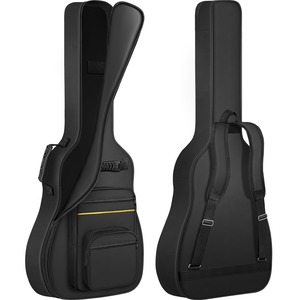 【数量限り】IBVIVIC エレキギターケース ソフト エレキギター エレキベース 軽量 ベース用ギグバッグ 5mmスポンジ ソフト 肩掛け 手提げ 大容量 6ポケット 持ち運びに便利 防水 耐磨耗性 ブラック(黄色いストライプ付き)