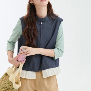 ruffle hem zip vest
