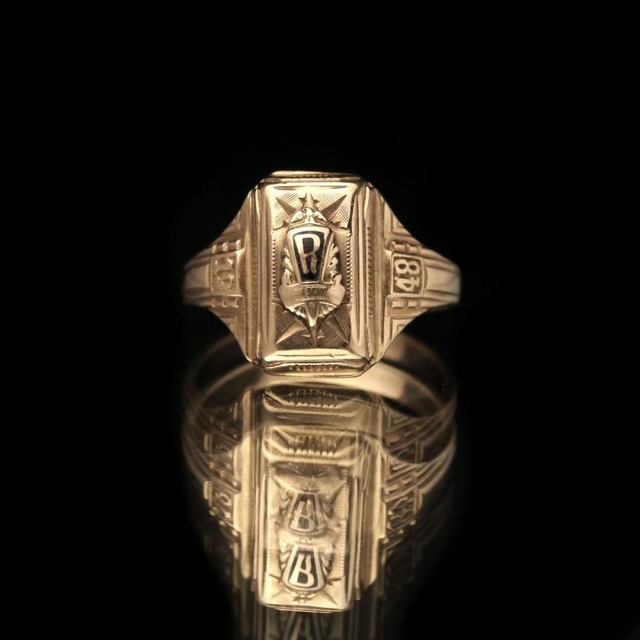 Vintage College Ring [BALFOUR 10kt Gold] [1948s-] Plane Rectangle Class Ring