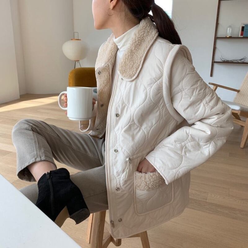 ウィンターショートジャケット コットン 冬物 ステッチ 韓国婦人32919832195