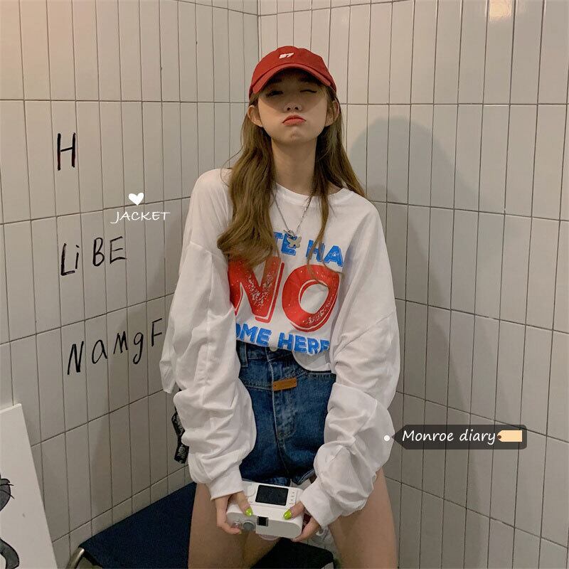 スタイルルーズTシャツ サマーカジュアルプリントトップス ロング 夏物 モンロー72245107316