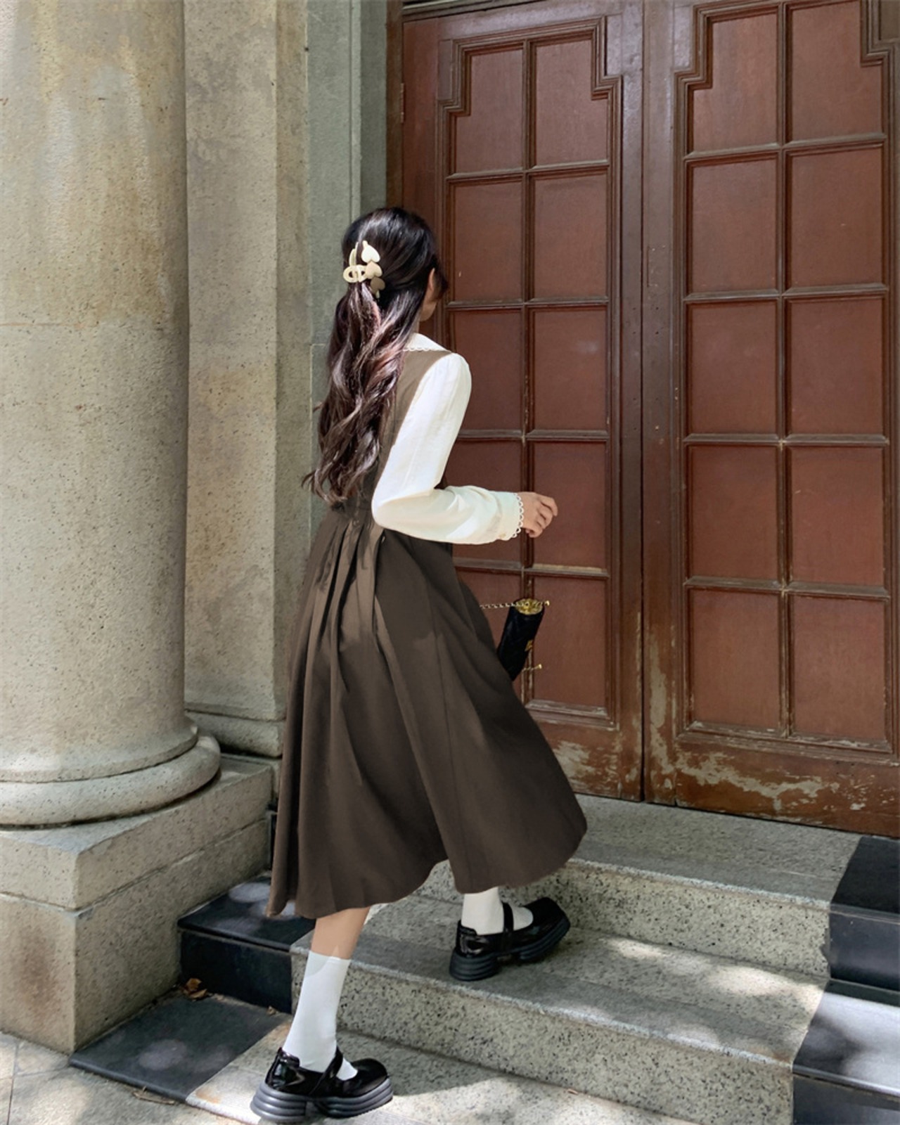 襟付きレトロワンピース