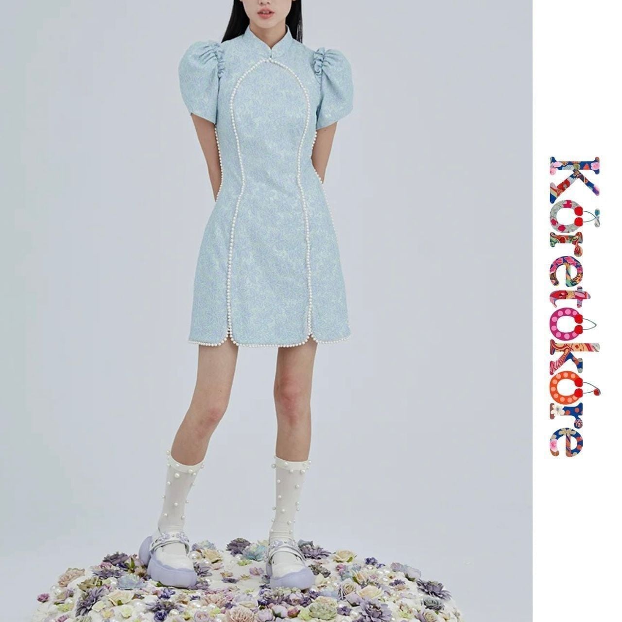 Pearl Bloom China Mini Dress〈3color〉A1202