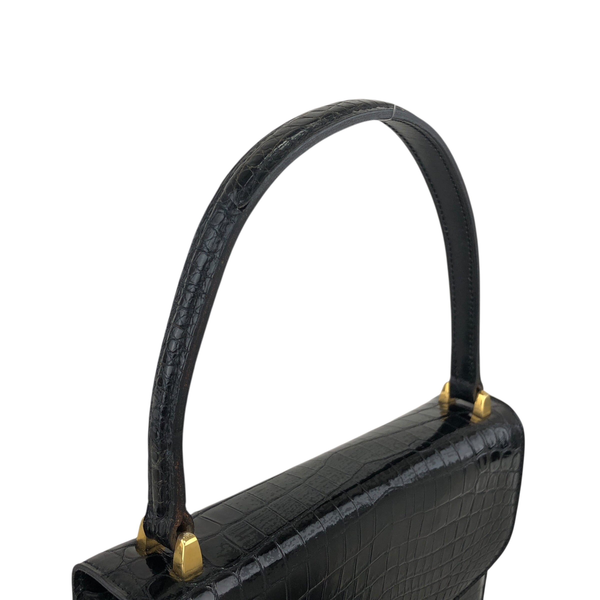 CELINE セリーヌ ハンドバッグ ブラック ホースビット クロコ型押し