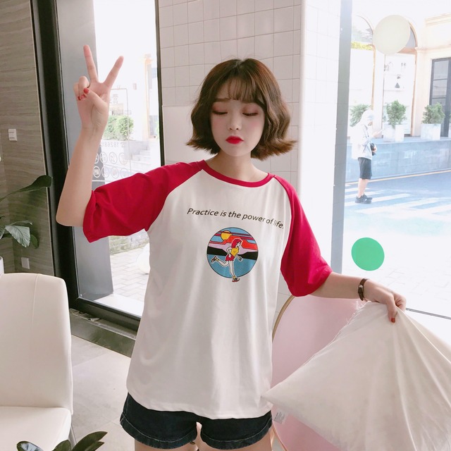 夏のキャラクタープリントTシャツ　かわいいショートスリーブ Tシャツ