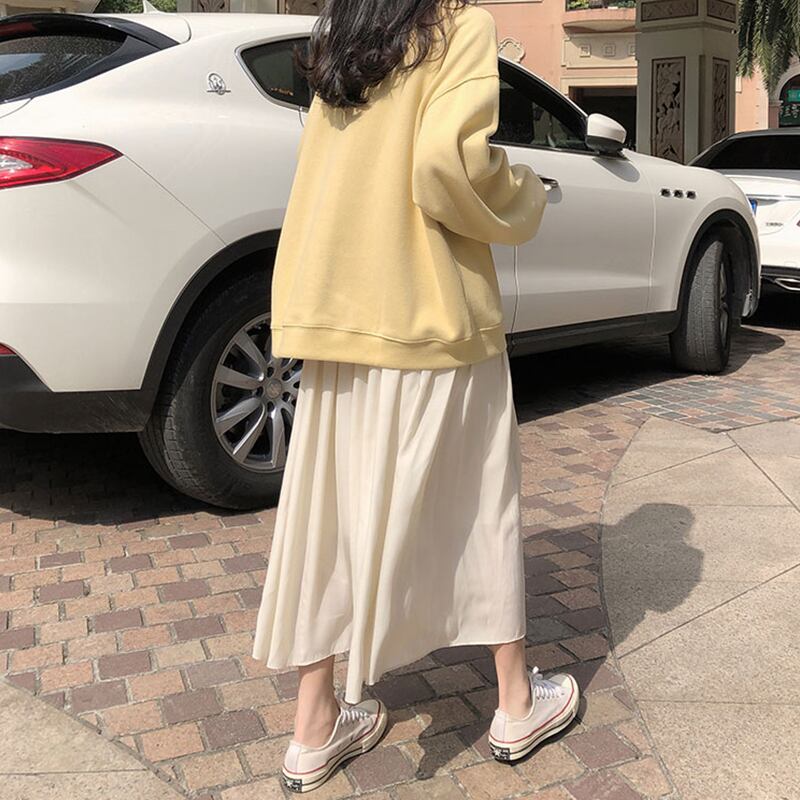 ルーズセーター オータムウィンターラウンドネックプルオーバー プリントブラウス ロング 秋物 冬物 Oネック 萌量不足19710015154