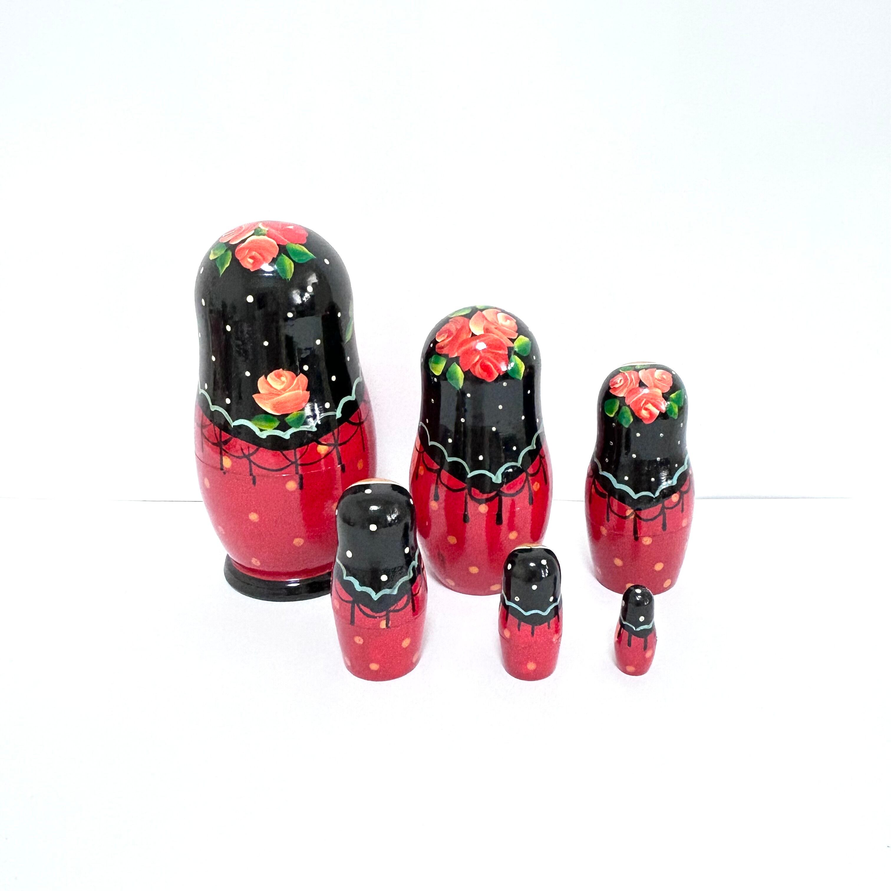 フラワー マトリョーシカ 13cm 6ピース ロシア製 セミョーノフ