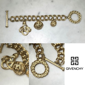 vintage GIVENCHY gold color metal braids design bracelet with toggle