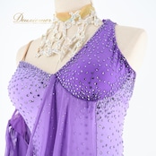 社交ダンス 衣装 スタンダード ドレス ワンピース 紫 アイボリー zdenka arko ズデンカ・アルコ デモ 競技 ダンス パーティ 発表会 ホワイト系 パープル系 落ち感 デザイン ステージ用 コスチューム おしゃれ 上品 レディース エレガント 大人用 フォーマル