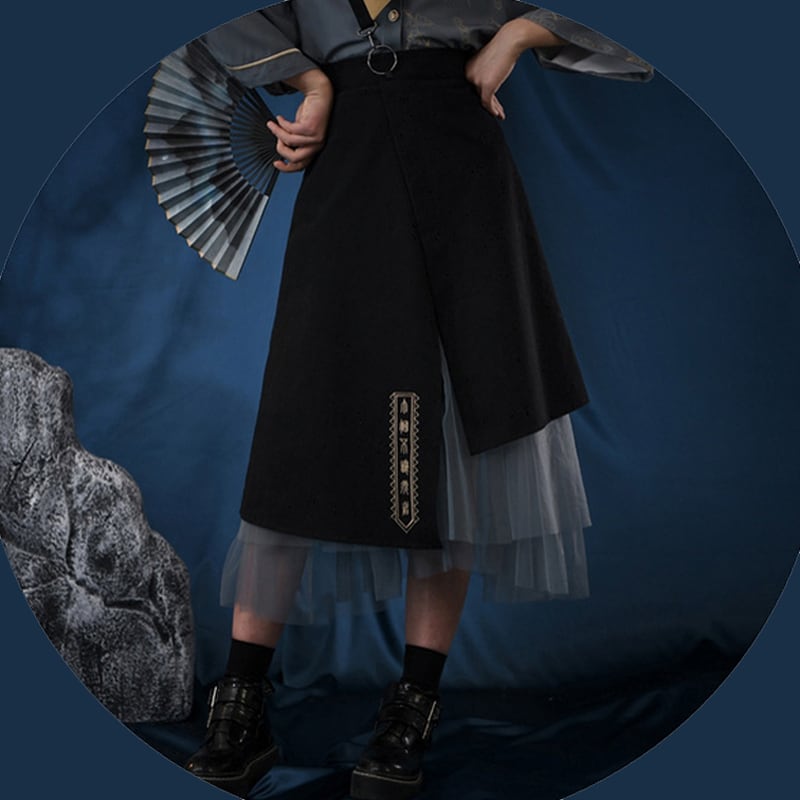 【森女部落シリーズ】★チャイナ風つりスカート★ チャイナ服 中華服 XS S M L XL 青い ブルー 可愛い 合わせやすい | elegant powered by BASE