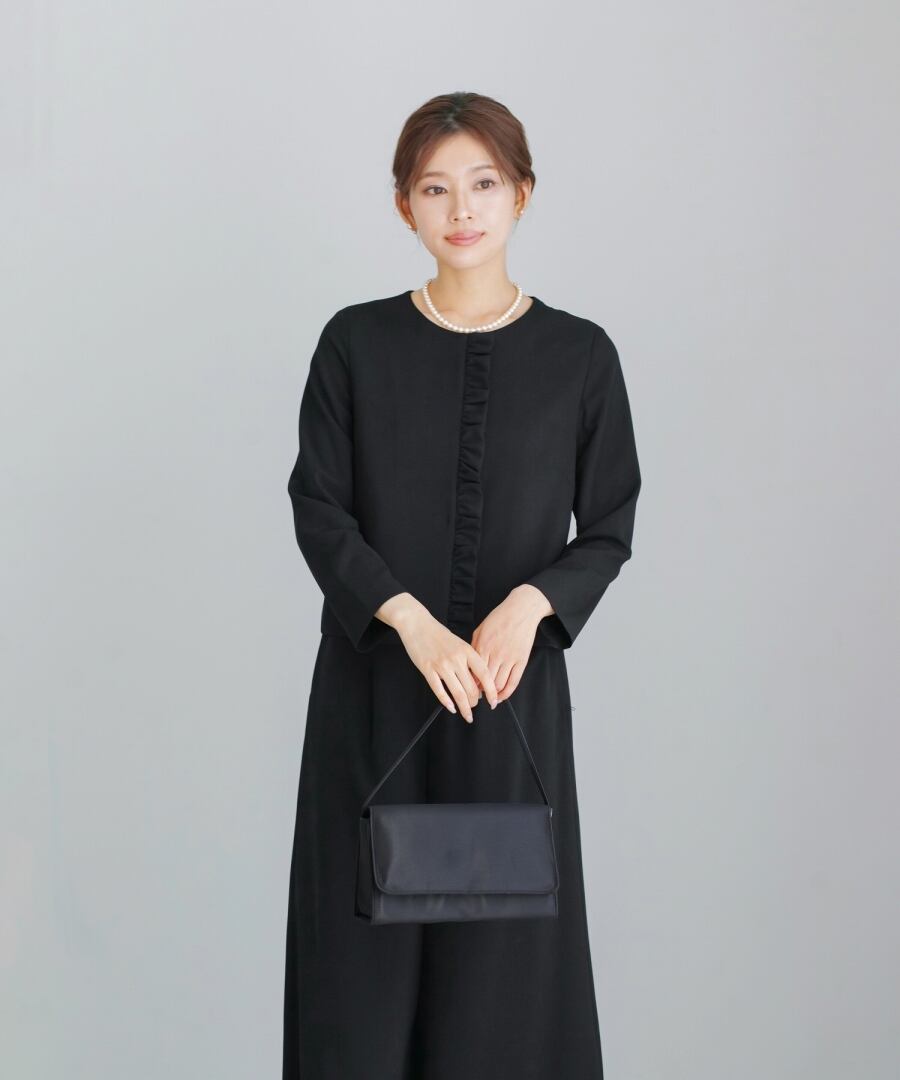 最強配送】喪服・礼服【洗えるフォーマル】フリルノーカラージャケット