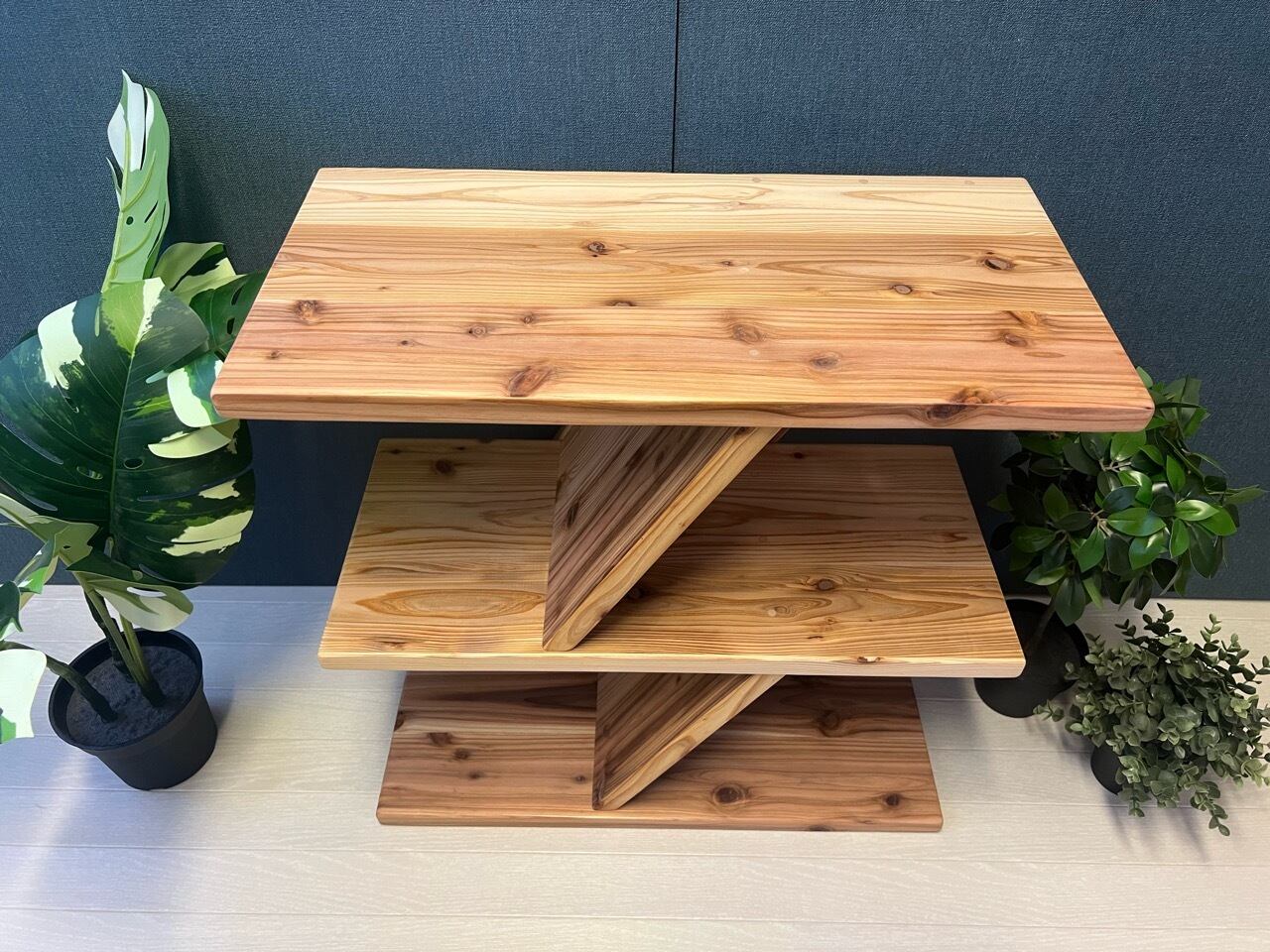 送料無料】 オープンラック アングルデザイン 60cm 3段 杉 ナチュラル